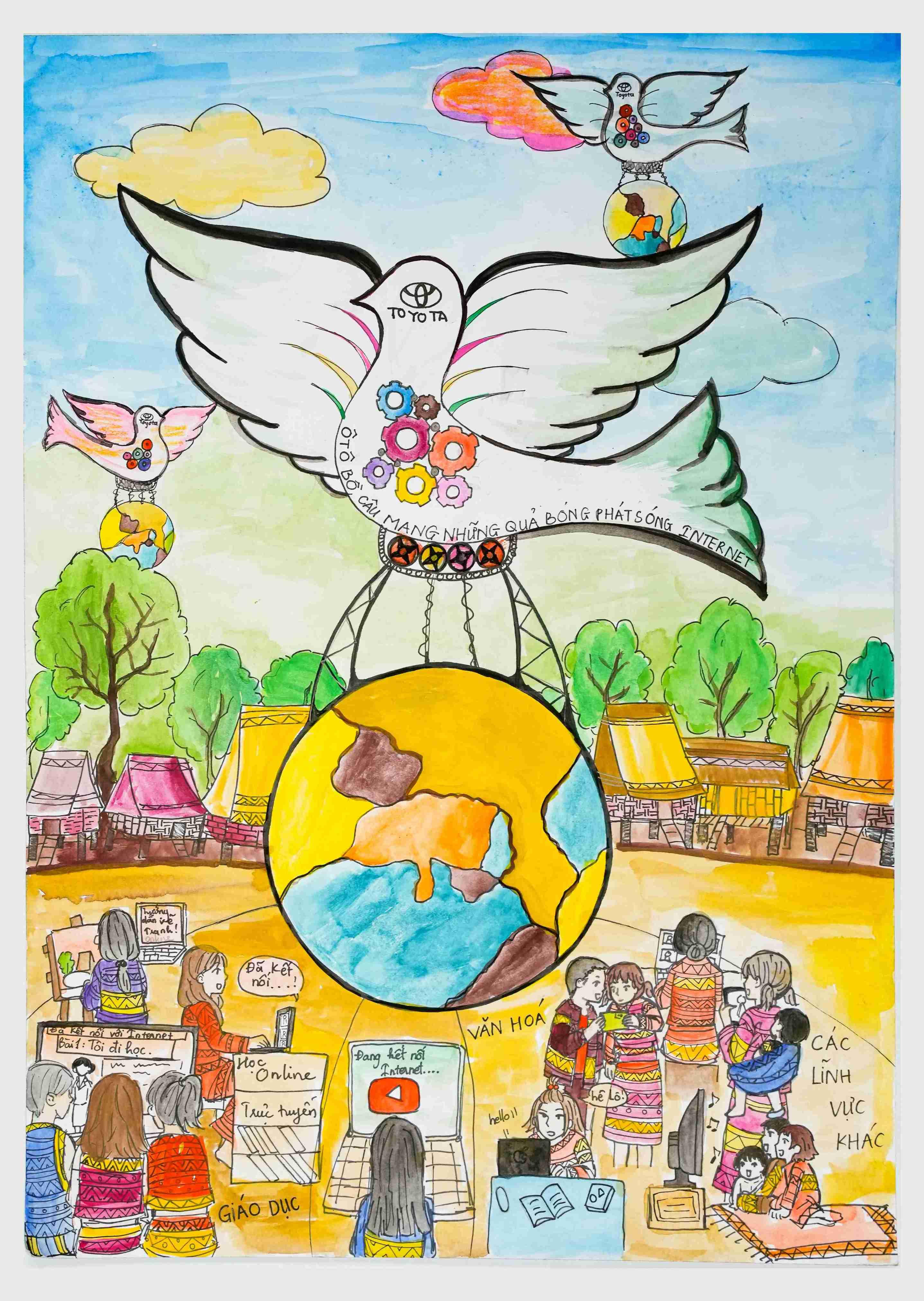 Ô tô bồ câu mang những quả bóng phát sóng internet