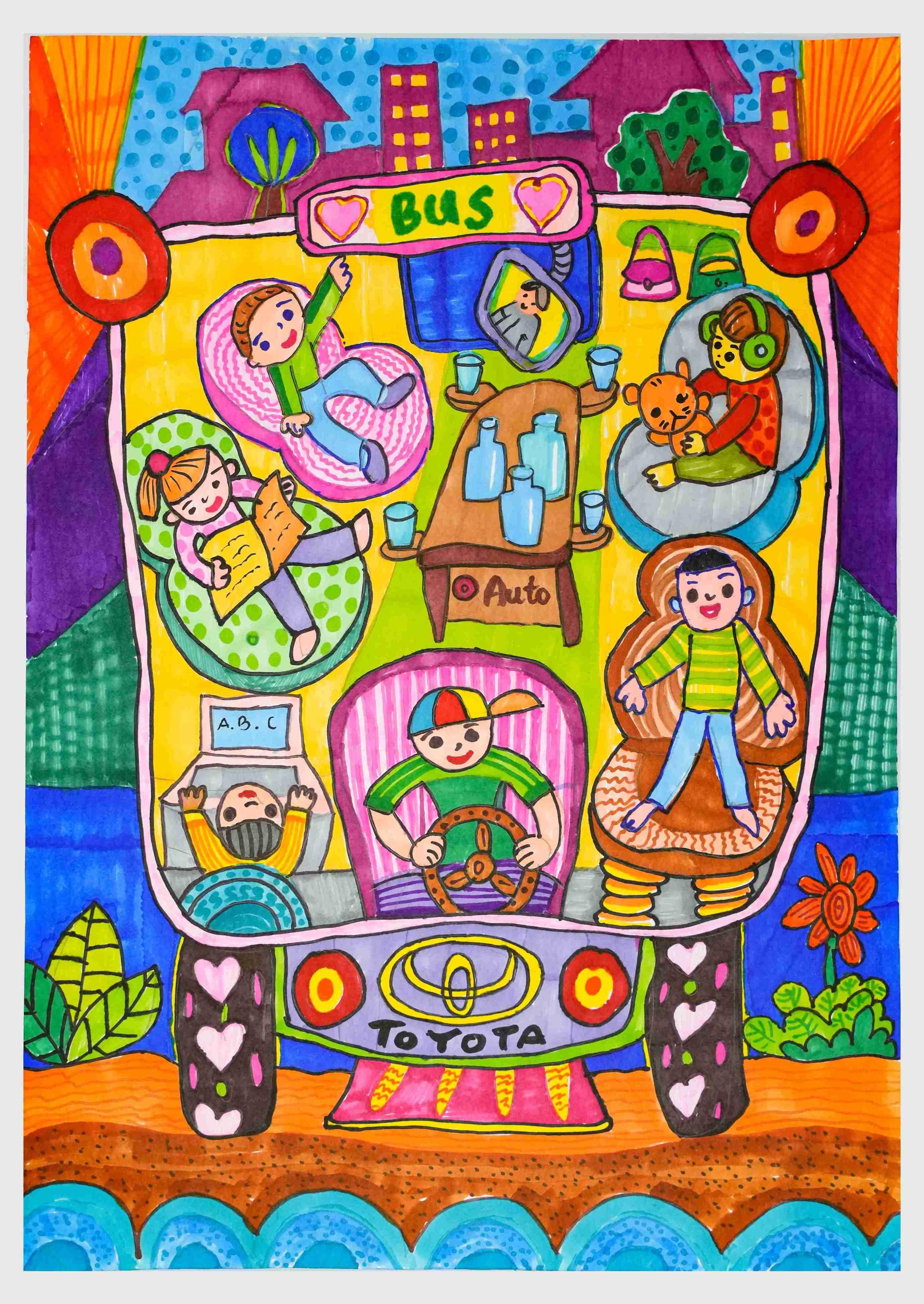 Chiếc ô tô đưa - đón các bạn học sinh, các cô chú công nhân... giúp mọi người được nghỉ ngơi, thư giãn...