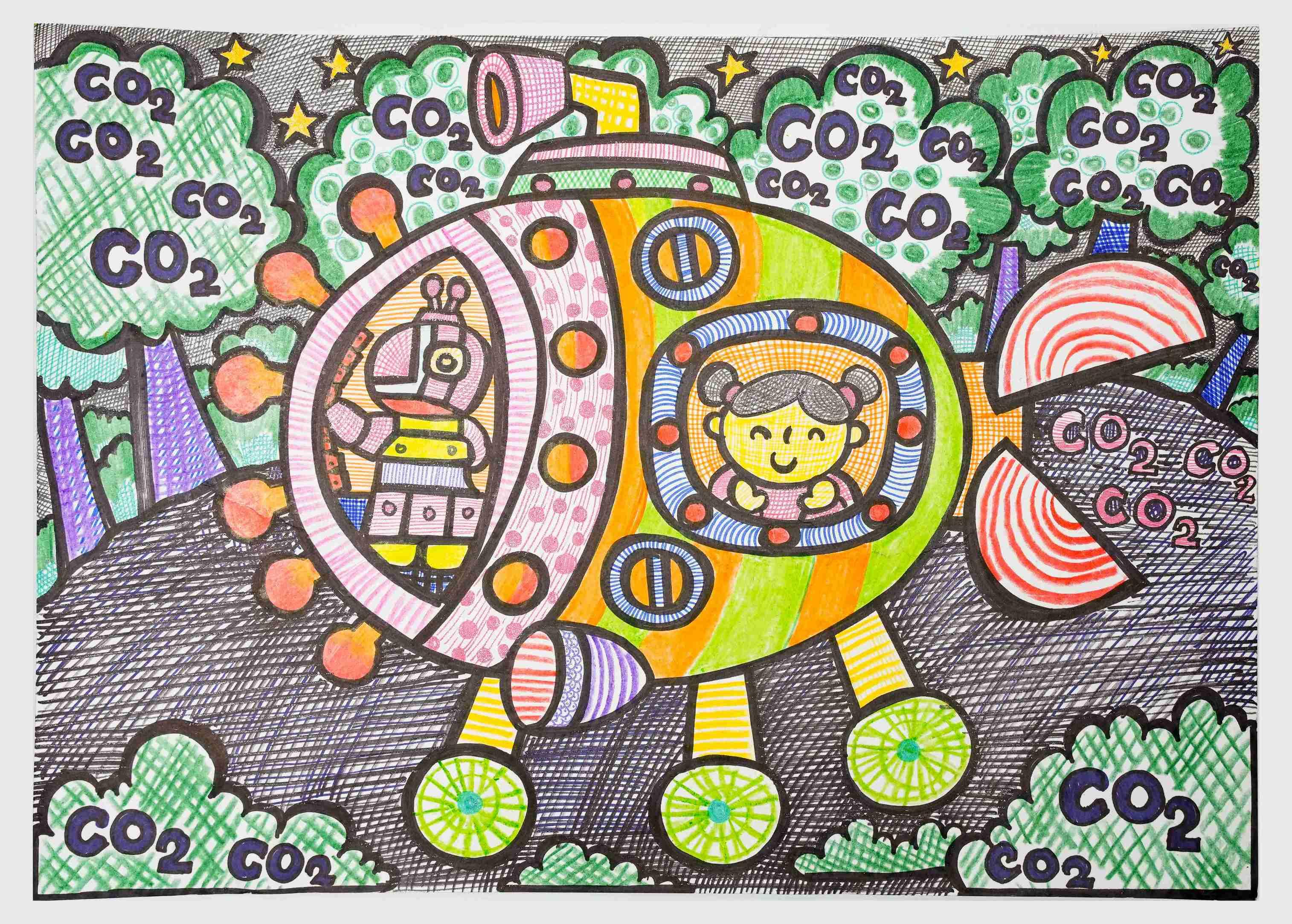 Chiếc ô tô chạy vào ban đêm... hút hết tất cả các khí cacbonic được thải ra từ cây xanh