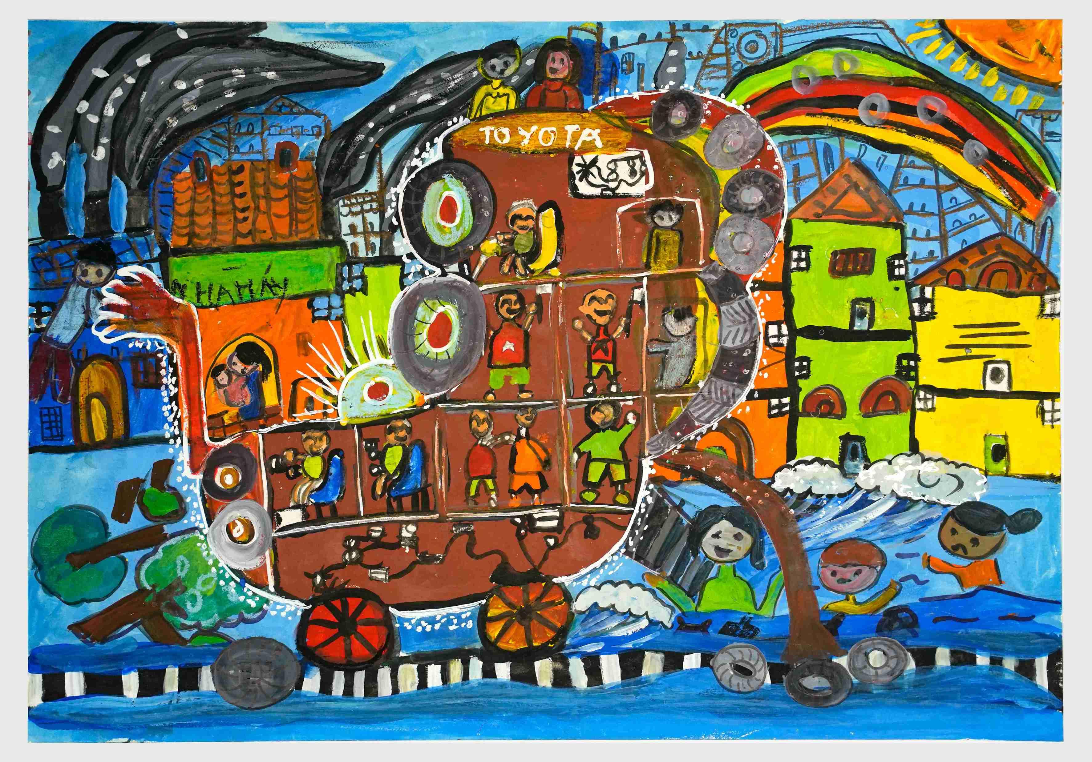 Ô tô và đường bằng vật liệu tái chế từ lốp ô tô, xe máy cũ hỏng