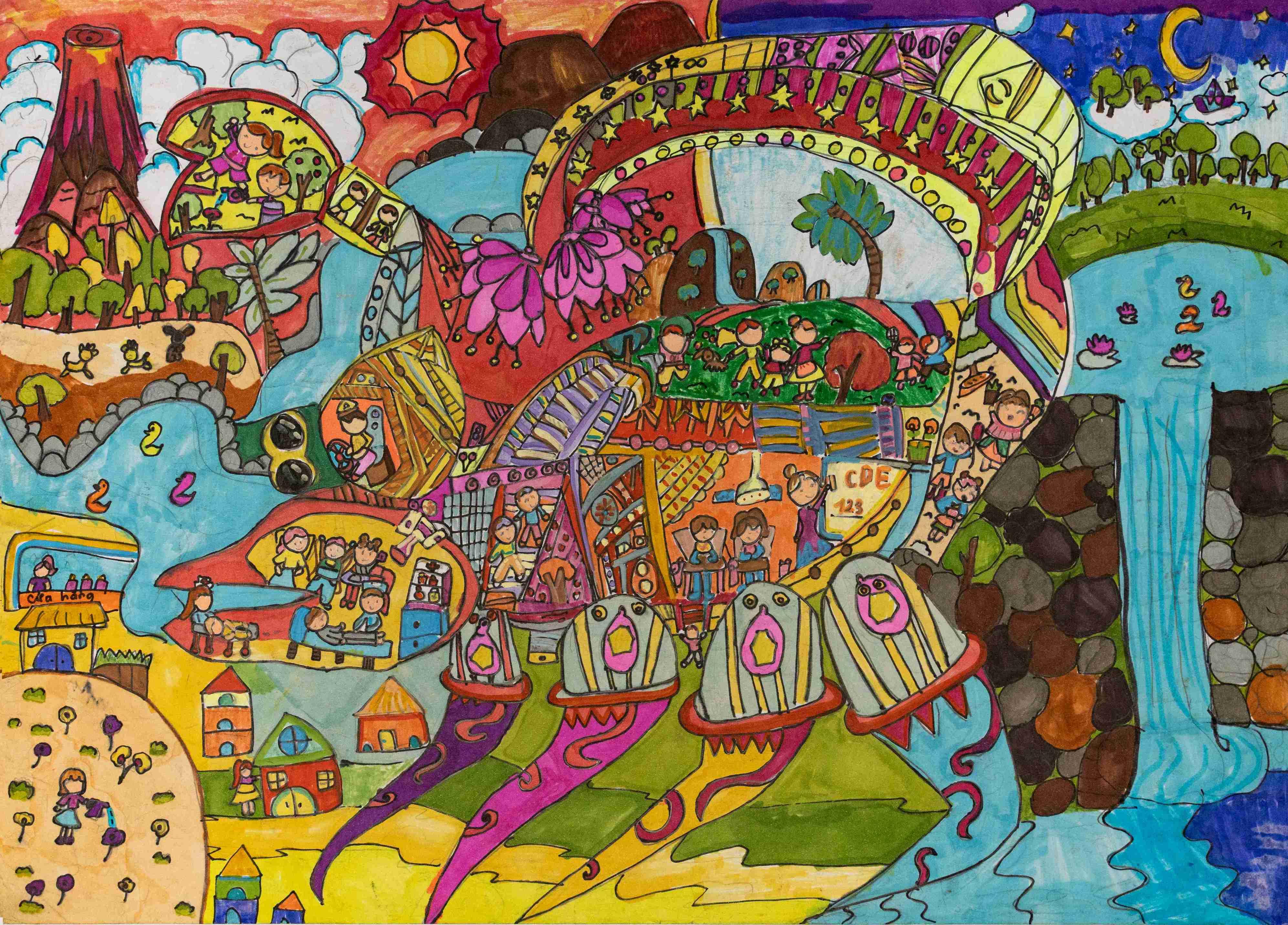 Siêu xe đa năng trường học hạnh phúc khổng lồ