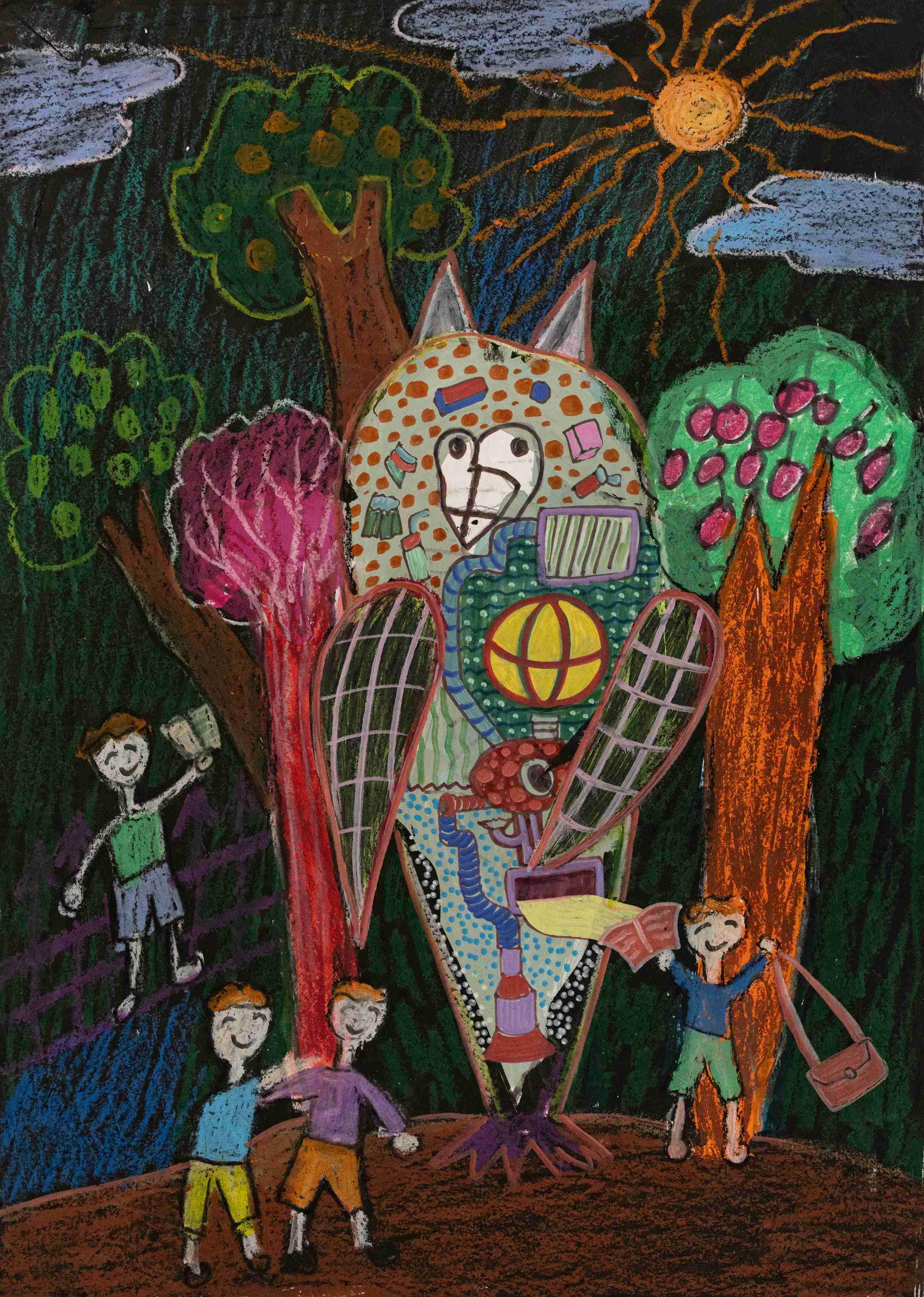 Ô tô hình thú quý hiếm tái chế lá cây rụng và các chất thải thành sách vở, đồ dùng cho trẻ em nghèo vùng cao