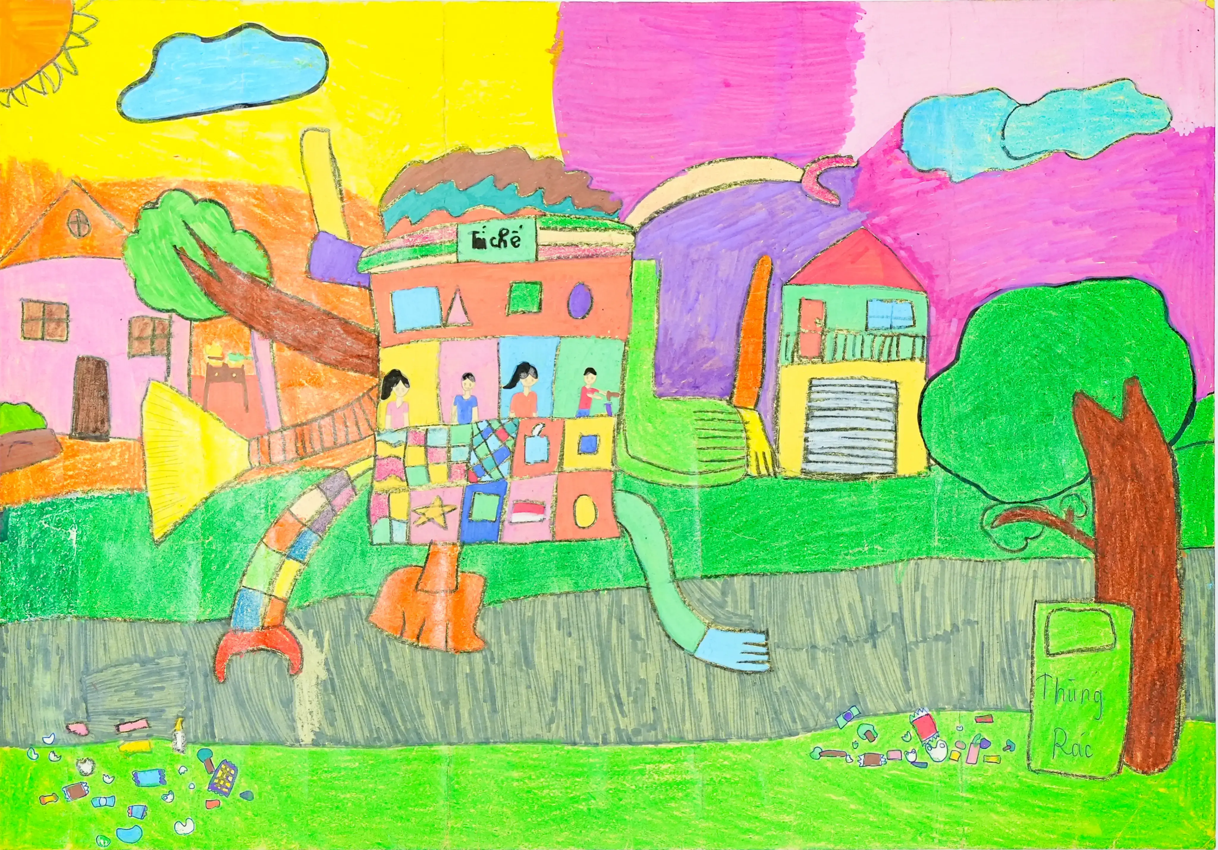 Xe rác tái chế có thể tự động thu gom rác thải sau đó tự phân loại và tự tái chế thành các sản phẩm phục vụ con người