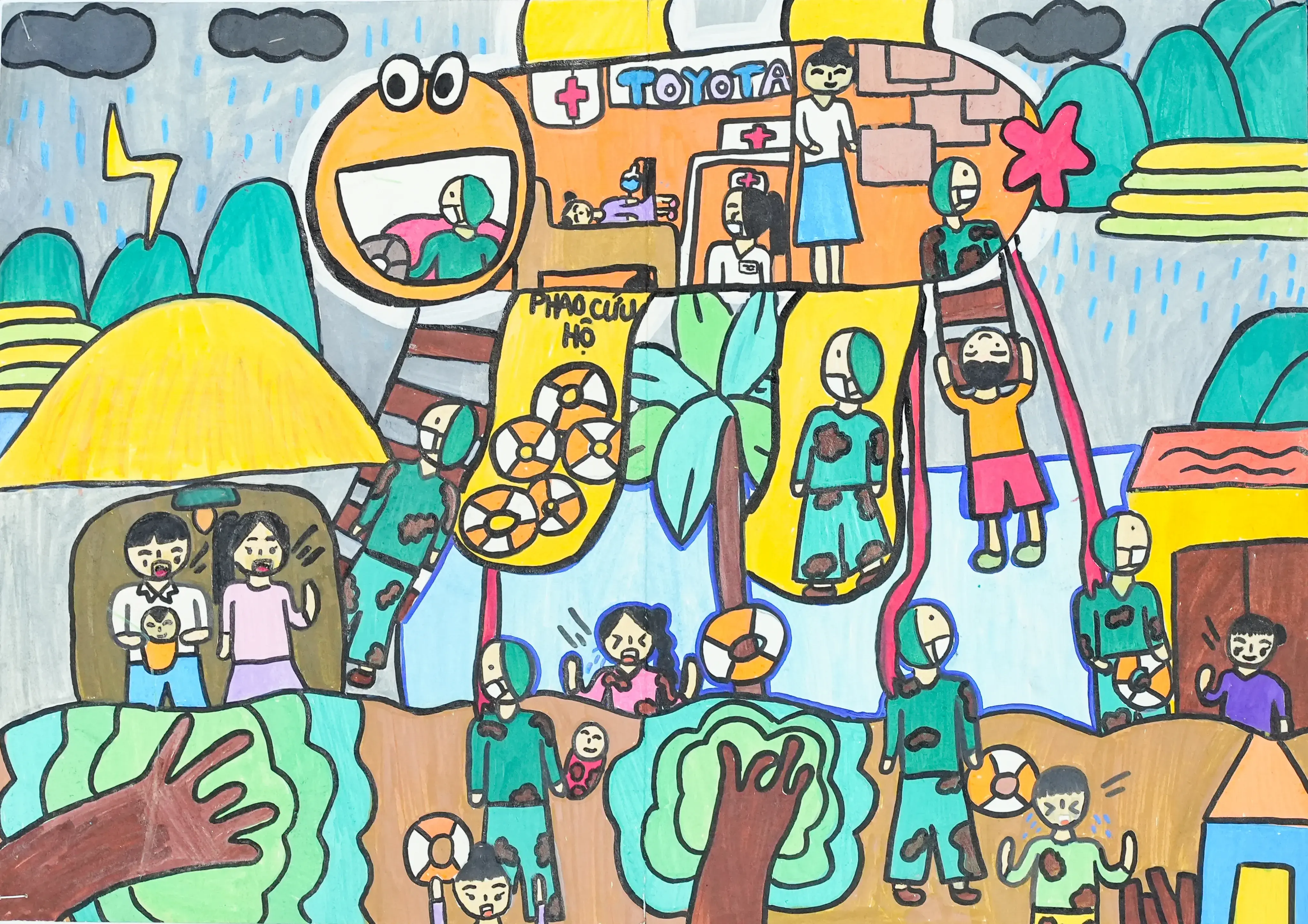 Ô tô cứu người thoát khỏi nước lũ về một vùng đất an toàn hơn