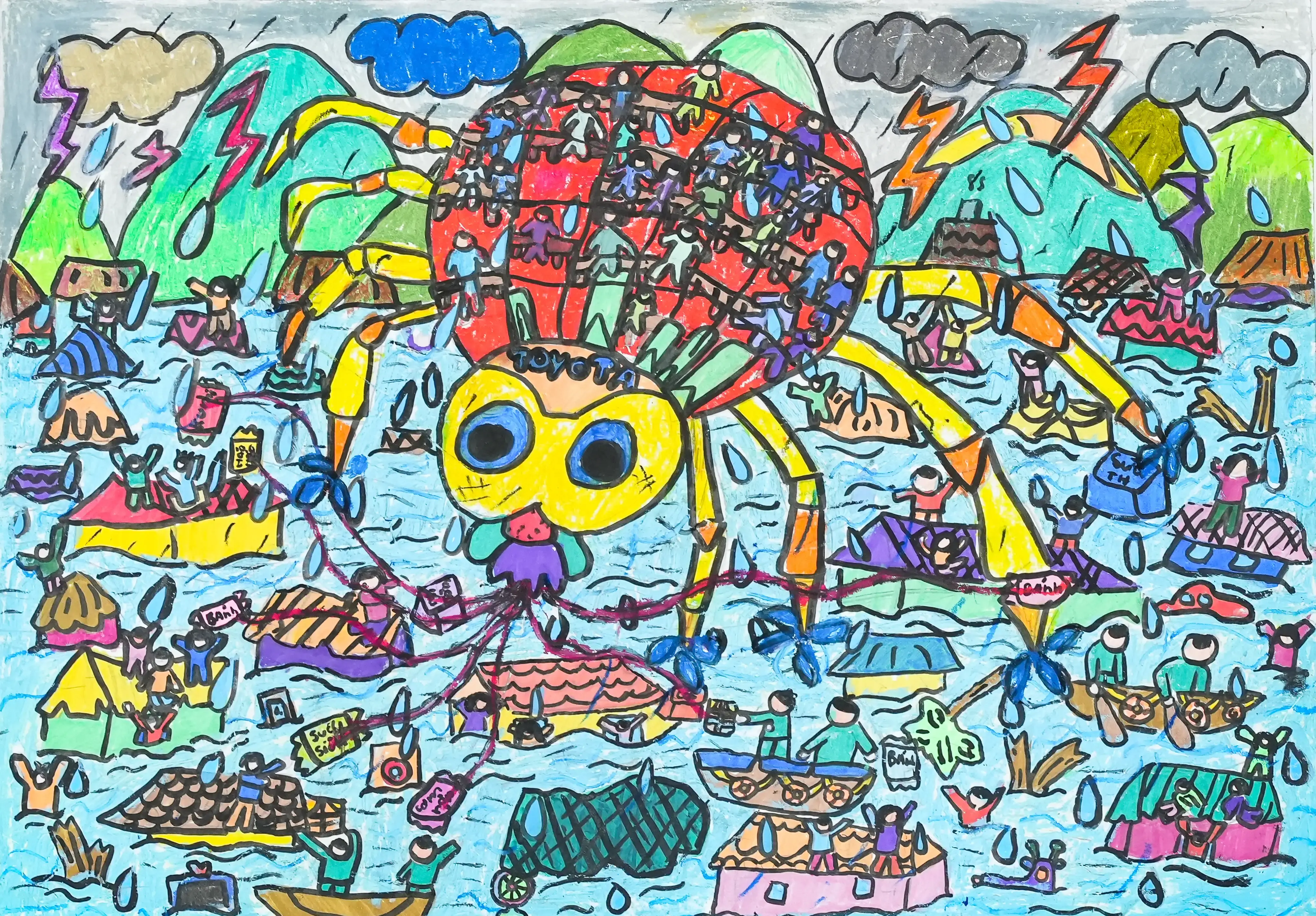 Ô tô phát đồ ăn, cứu người mắc kẹt trong lũ