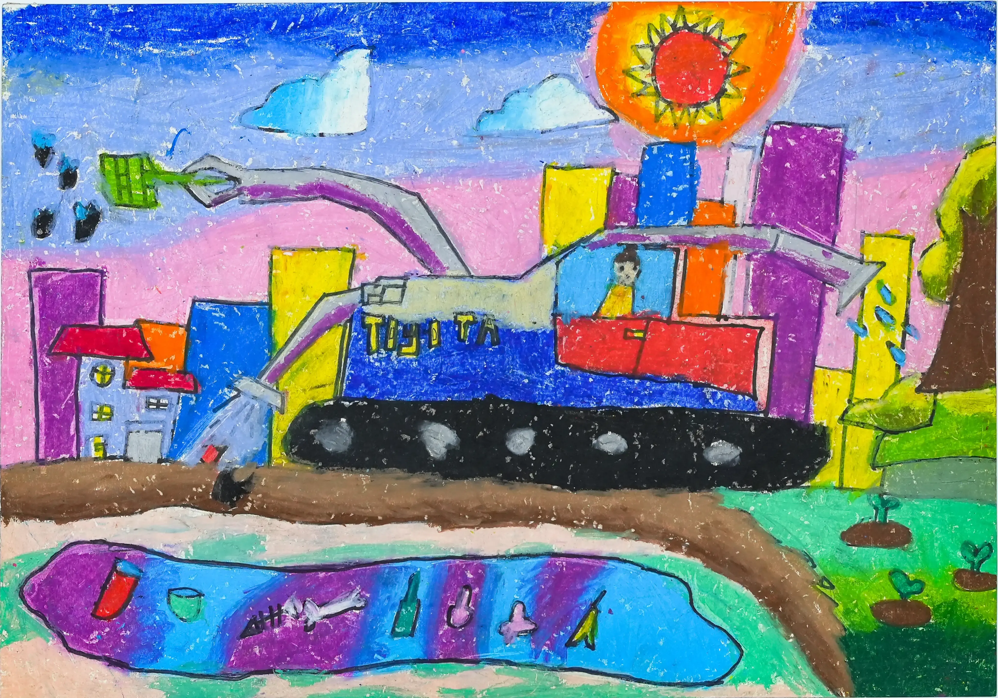 Chiếc ô tô xe tăng đẩy lùi rác thải, tái chế rác thành phân bón cho cây để môi trường thêm xanh tốt