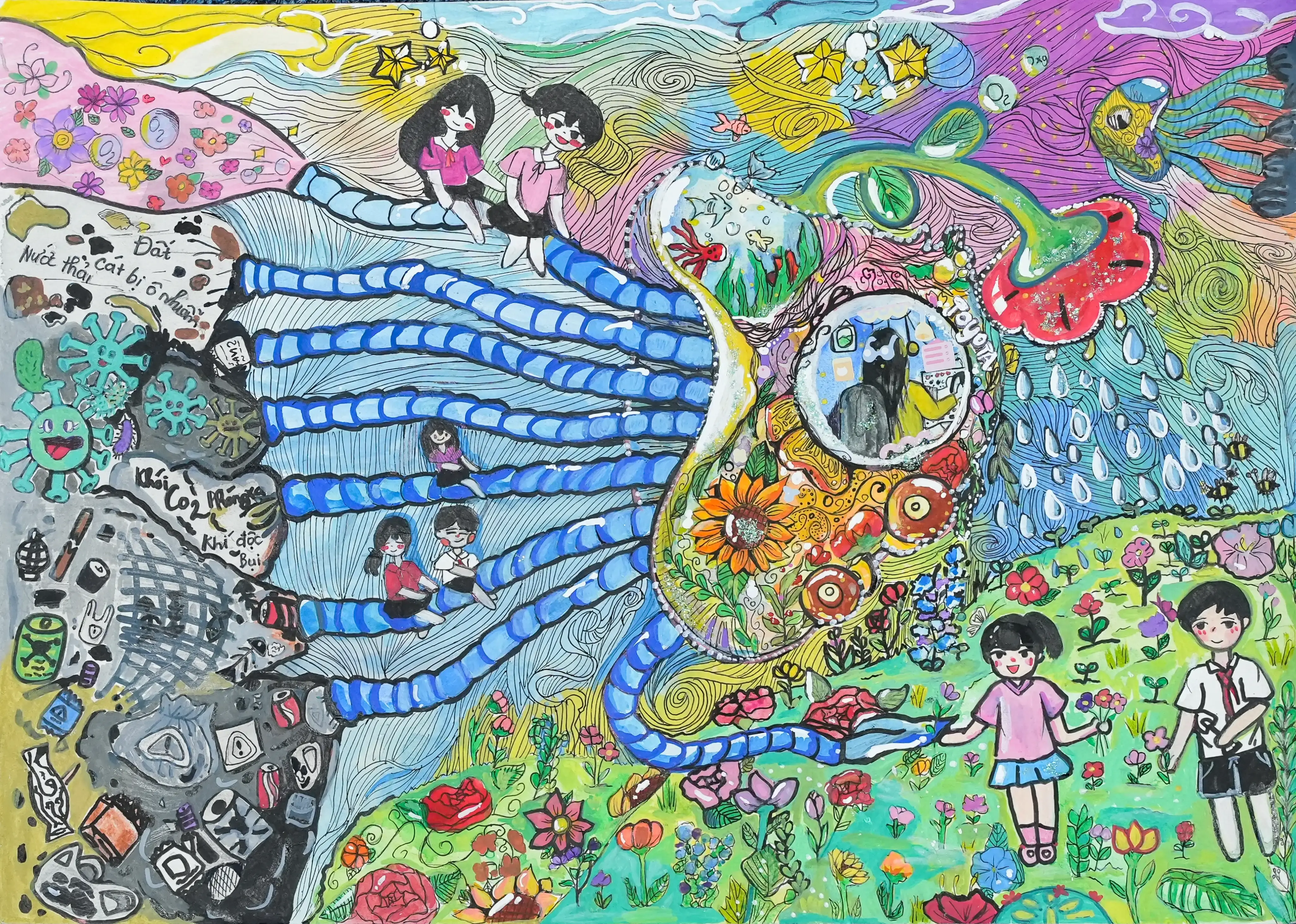 Chiếc xe hình chú sứa có thể bay trên không dọn dẹp hút rác thải, chất phóng xạ, trả lại cho trái đất môi trường trong lành