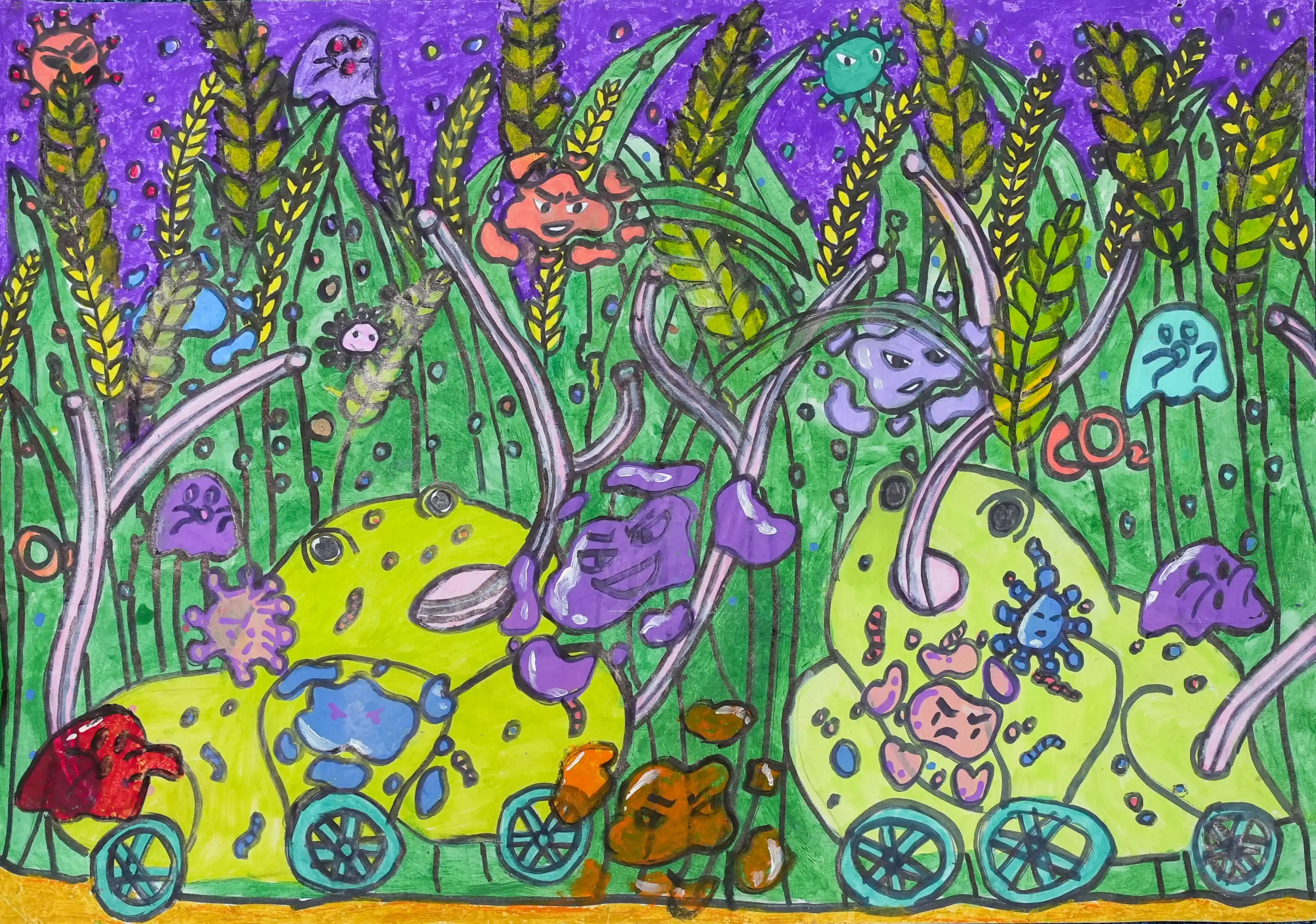 Ô tô con ếch hút các sâu bọ làm hại lúa của nông dân